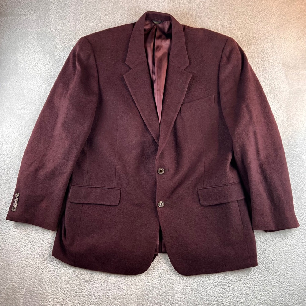 Bobby Jones Mens 44 Reg 100% Cashmere Blazer Burgundy Wine Sport Coat USA Made